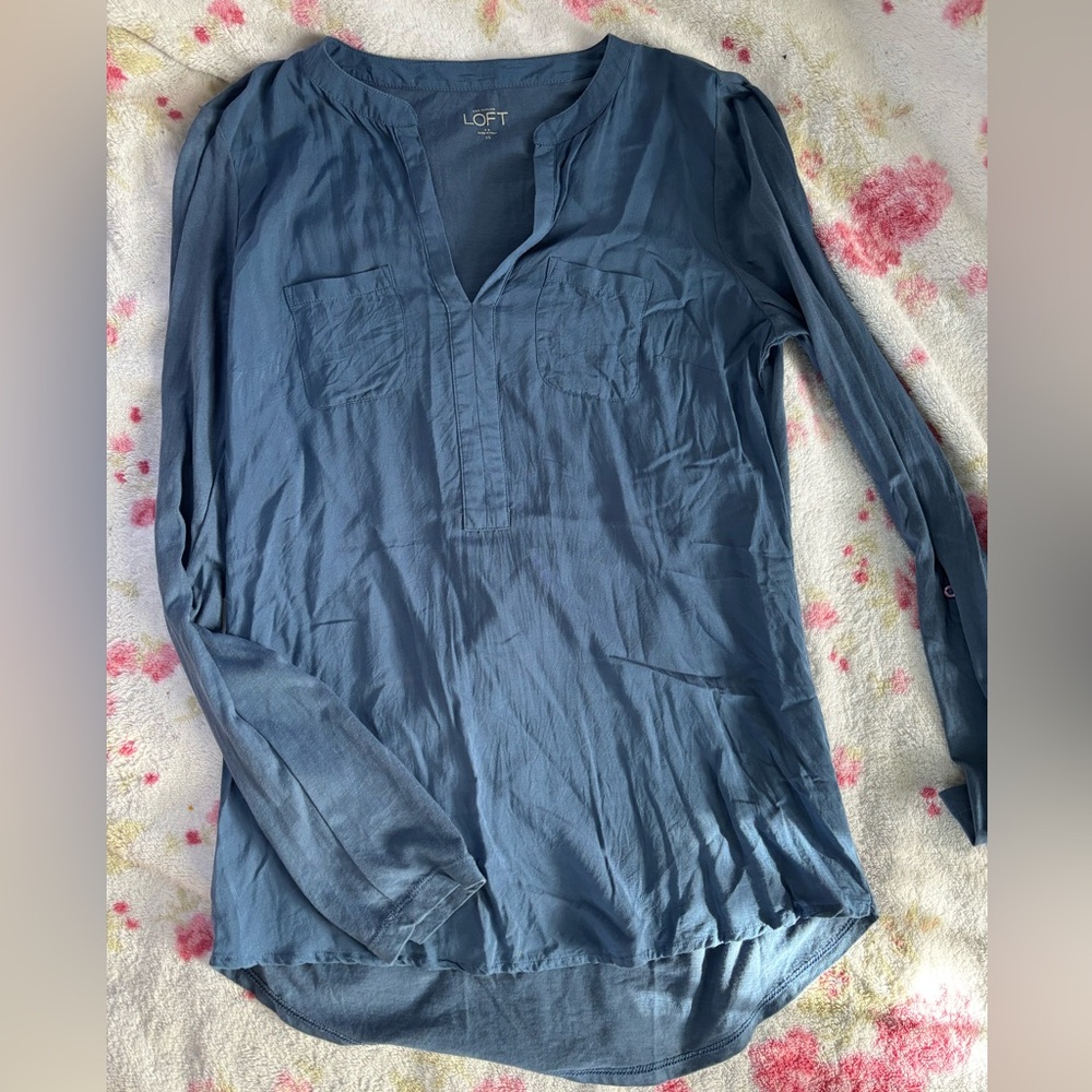 Loft blue long sleeve shirt Size XS